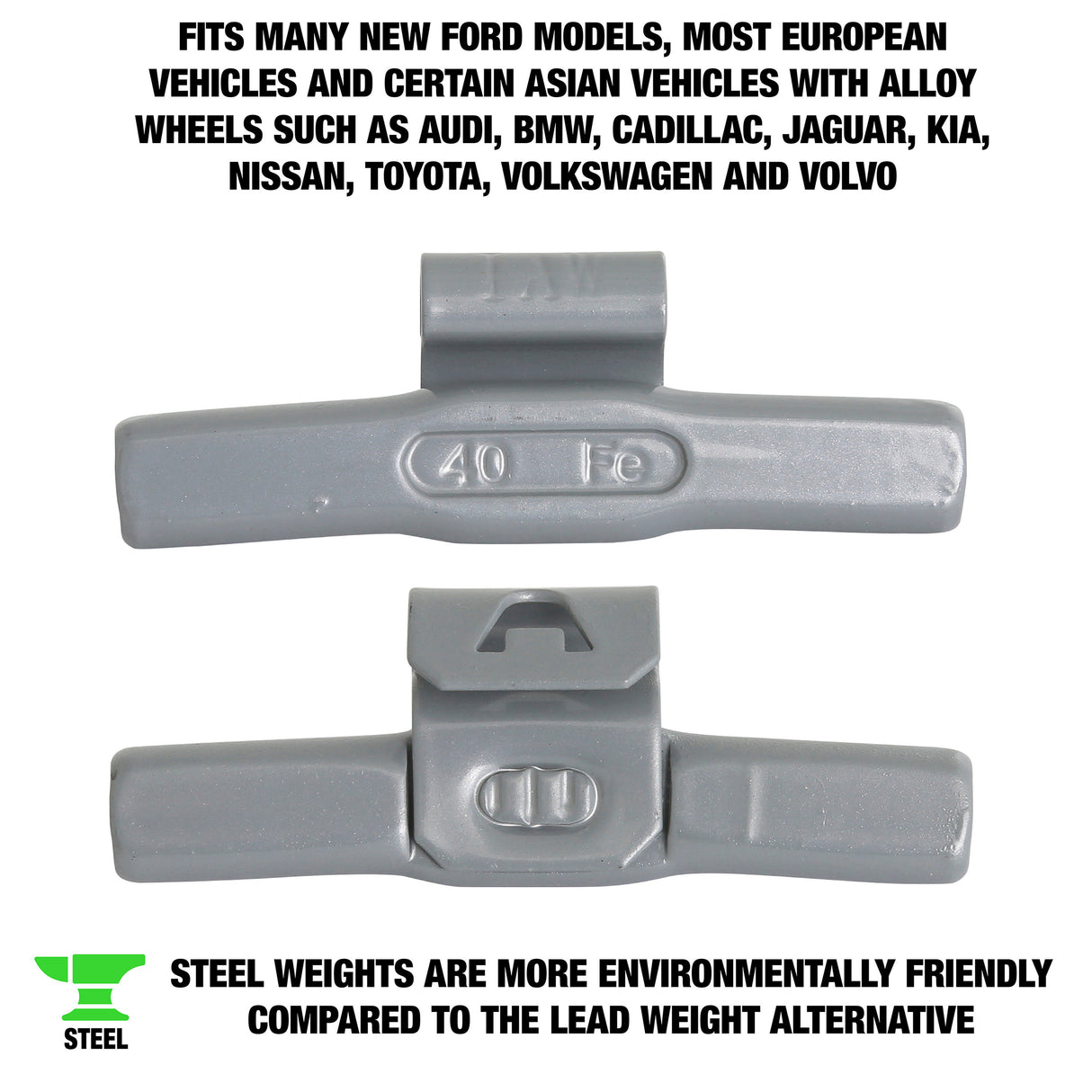 OEMTOOLS 23290 40 gm. IW Style Steel Wheel Weight - 1 Box of 25 Additional Image 1