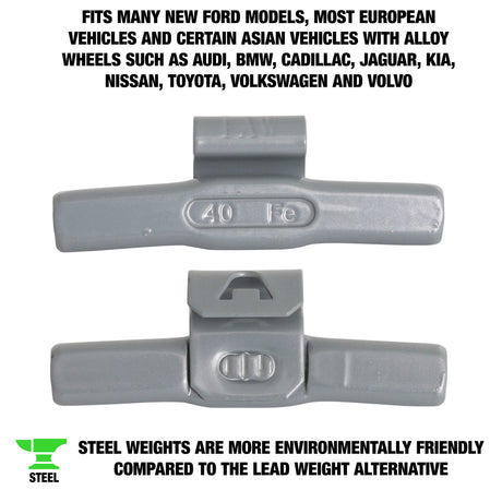 OEMTOOLS 23290 40 gm. IW Style Steel Wheel Weight - 1 Box of 25 Additional Image 1