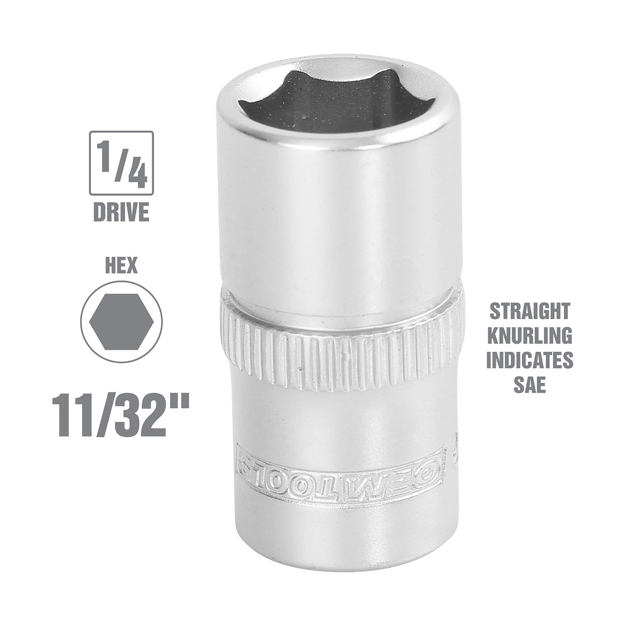OEMTOOLS 22227 1/4 Inch Drive 6 Pt. Socket (11/32 Inch) Additional Image 1