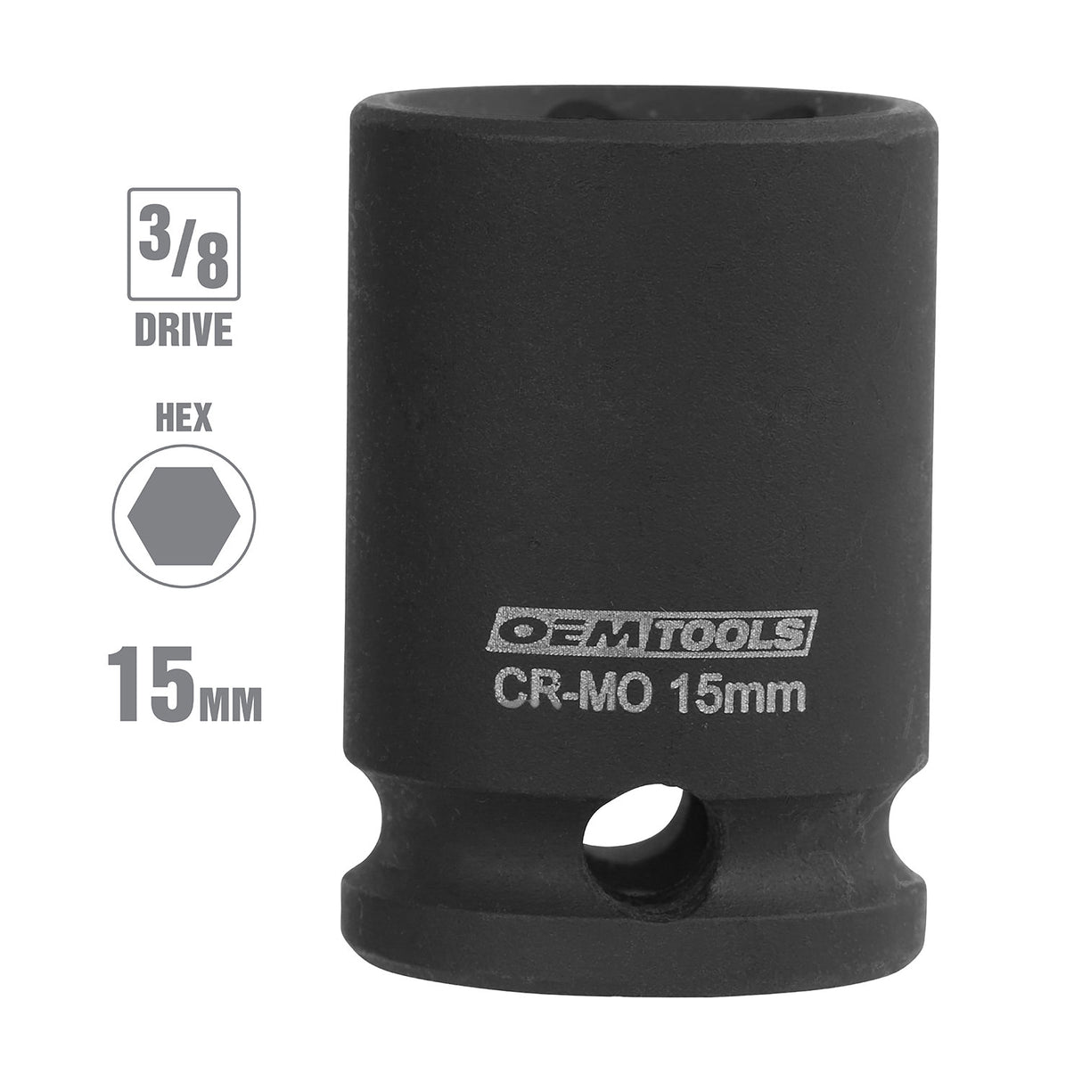 OEMTOOLS 7015M 3/8in. Drive Impact Socket (15 mm) Additional Image 1