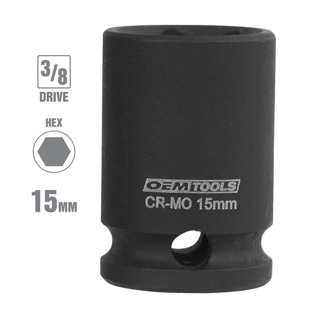 OEMTOOLS 7015M 3/8in. Drive Impact Socket (15 mm) Additional Image 1