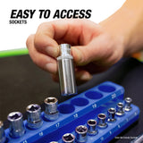 OEMTOOLS 22486 3 Piece Magnetic Socket Tray Set - Blue, Metric Additional Image 4