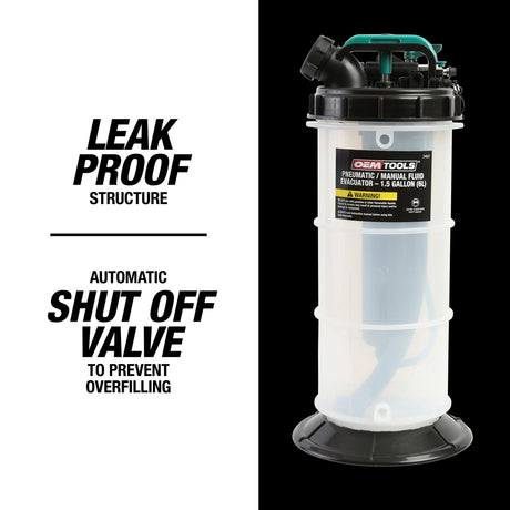 OEMTOOLS 24477 Pneumatic/Manual Fluid Extractor 1.5 Gallon (6 Qt) Additional Image 10