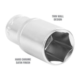 OEMTOOLS 22429 1/2 Inch Drive 6 Pt. Deep Wall Socket (1-1/16 Inch) Additional Image 2