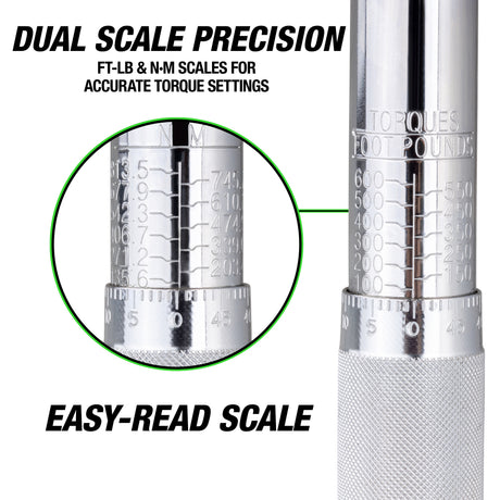 OEMTOOLS 25688 3/4in. Drive Click Torque Wrench (100-600 Ft/Lb; 135.5-813.5Nm) Additional Image 3