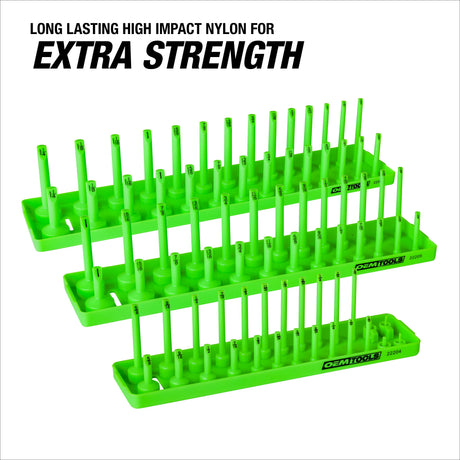 OEMTOOLS 22233 6 Piece SAE and Metric Socket Tray Set (Black and Green) Additional Image 4