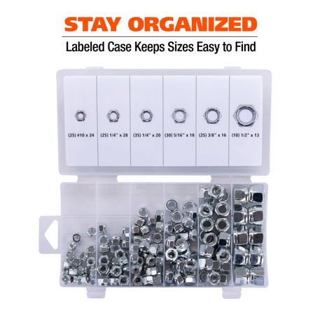 GreatNeck 68220 150-Piece Nylon Lock Nut Assortment Additional Image 5