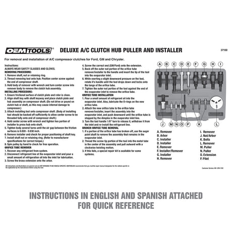 OEMTOOLS 37150 Deluxe A/C Clutch Hub Puller and Installer Additional Image 5
