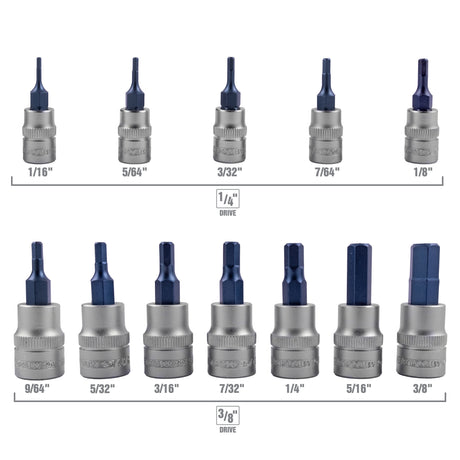 OEMTOOLS 23900 12 Piece SAE Magnetic Hex Bit Socket Set Additional Image 3