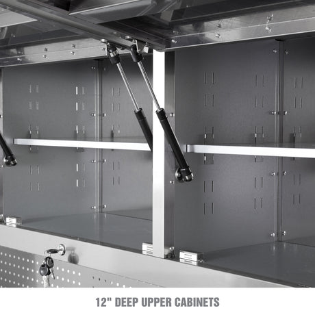 OEMTOOLS OEM24615 72in. 11-Drawer Cabinet and Upper Cabinet - Stainless Steel Additional Image 4