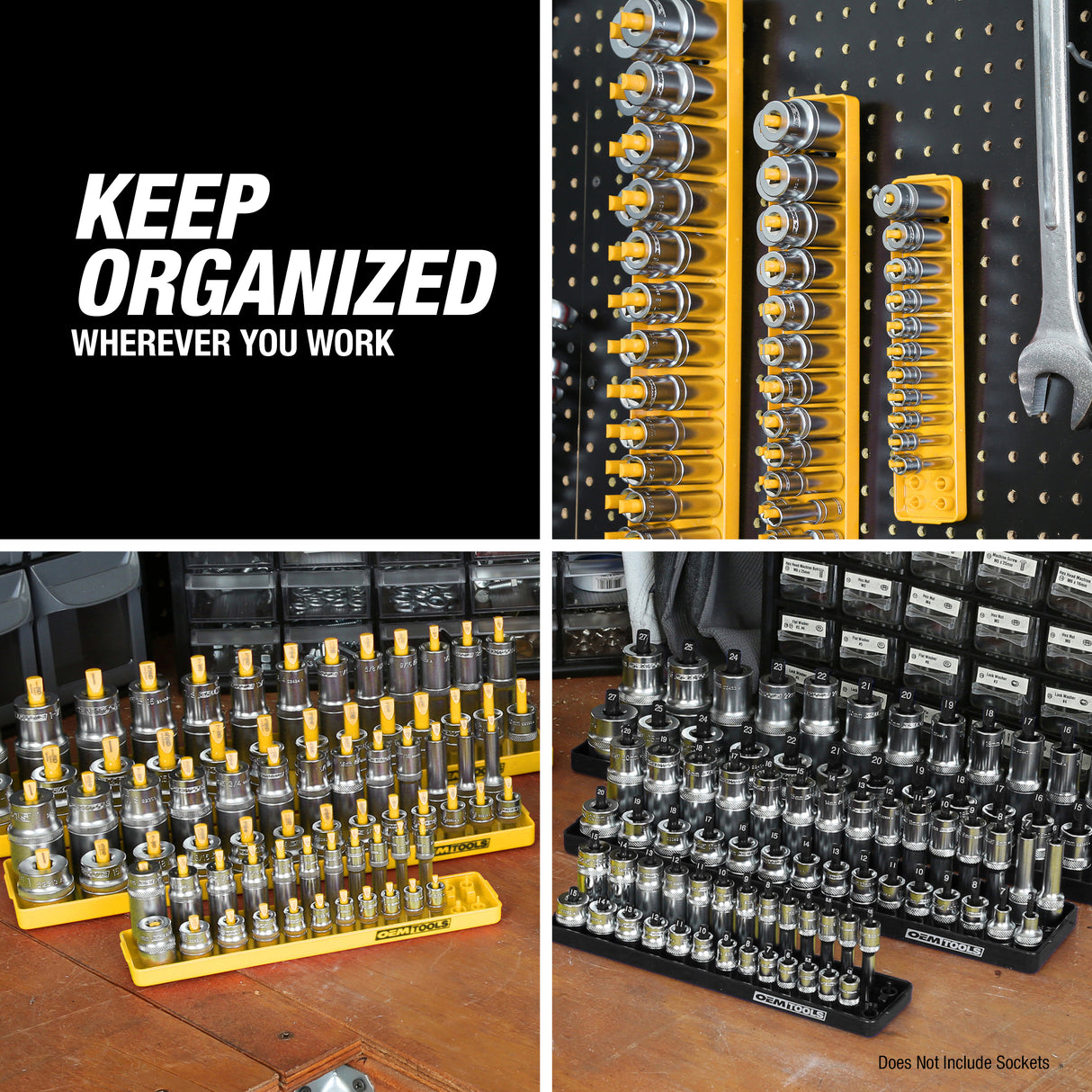 OEMTOOLS 22238 6 Piece SAE and Metric Socket Tray Set (Yellow and Black) Additional Image 8