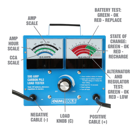 OEMTOOLS 24336 500 Amp 12V Battery Load Tester Additional Image 2