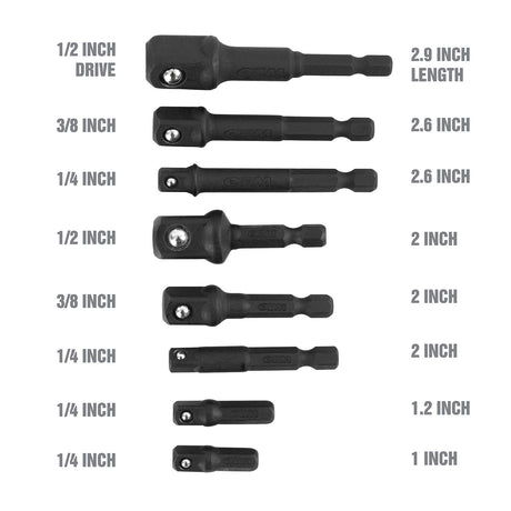 OEMTOOLS 25244 8 Piece Impact Socket Adapter Set Additional Image 1