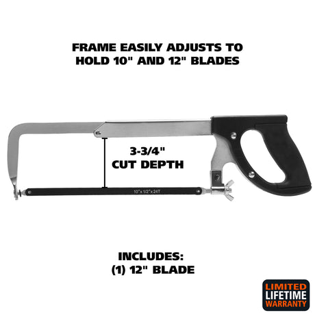 GreatNeck 125 Solid Steel Adjustable Frame Hacksaw (12 Inch) Additional Image 1