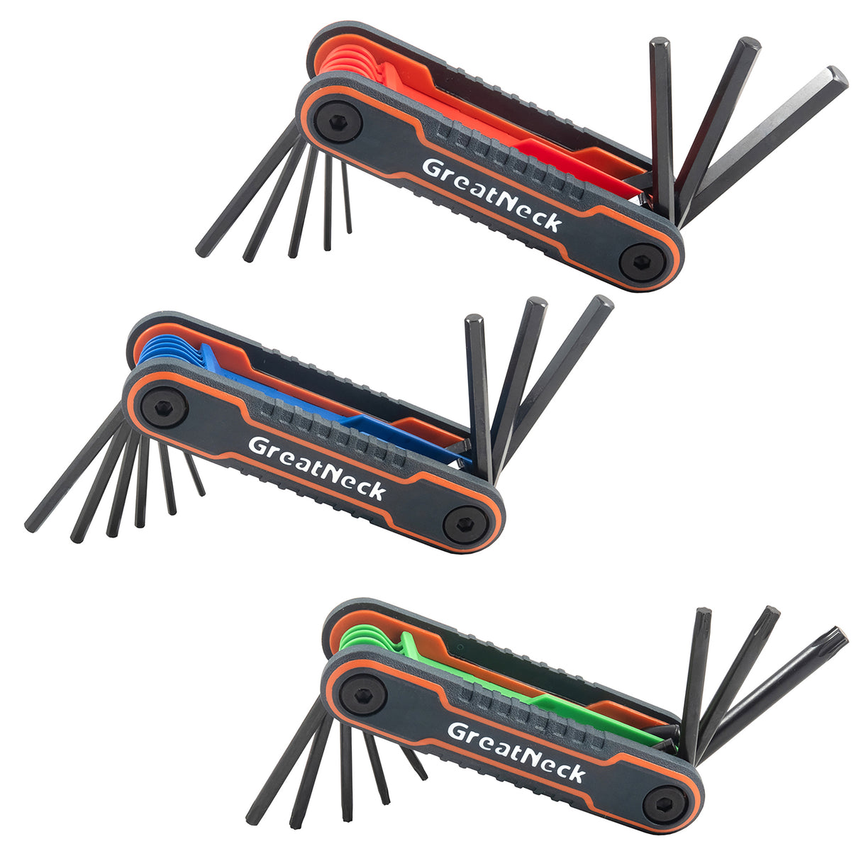 GreatNeck 74206 3-Piece Folding Hex Key Set- Metric, SAE, Torx Main Image