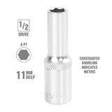 OEMTOOLS 22441 1/2 Inch Drive 6 Pt. Deep Wall Socket (11 mm) Additional Image 1