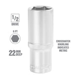 OEMTOOLS 22452 1/2 Inch Drive 6 Pt. Deep Wall Socket (22 mm) Additional Image 1
