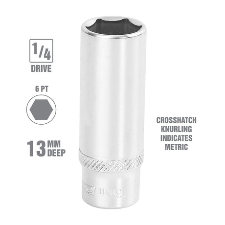OEMTOOLS 22277 13 mm 1/4 Inch Drive Deep Socket Additional Image 1