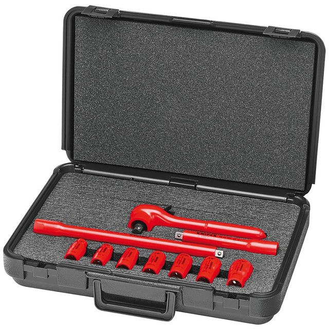 Knipex 98 99 11 S3 10 Pc. Socket Set, 3/8in. Drive, SAE-1000V Insulated Main Image