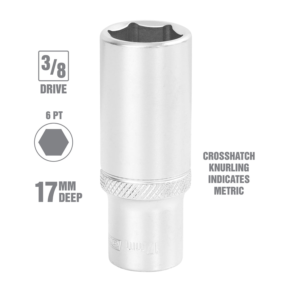 OEMTOOLS 22331 17 mm 3/8 Inch Drive Deep Socket Additional Image 1