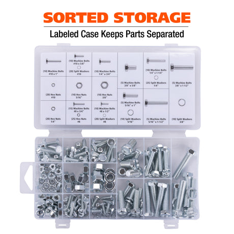 GreatNeck 68234 255-Piece Nut and Bolt Assortment, SAE, Silver Additional Image 5