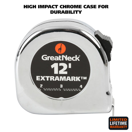 GreatNeck C125I ExtraMark™ Chrome Tape Measure (12 Ft. x 5/8 Inch) Additional Image 1