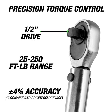 OEMTOOLS 25687 1/2in. Drive Click Style Torque Wrench (25-250 Ft/Lb.) Additional Image 1