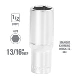 OEMTOOLS 22425 1/2 Inch Drive 6 Pt. Deep Wall Socket (13/16 Inch) Additional Image 1
