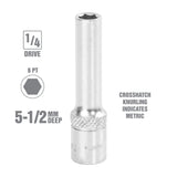 OEMTOOLS 22269 1/4 Inch Drive 6 Pt. Deep Socket (5.5 mm) Additional Image 1