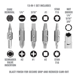 OEMTOOLS 22588 13-in-1 Multi-Bit Screwdriver, Nut Driver and Schrader Valve Tool Additional Image 2