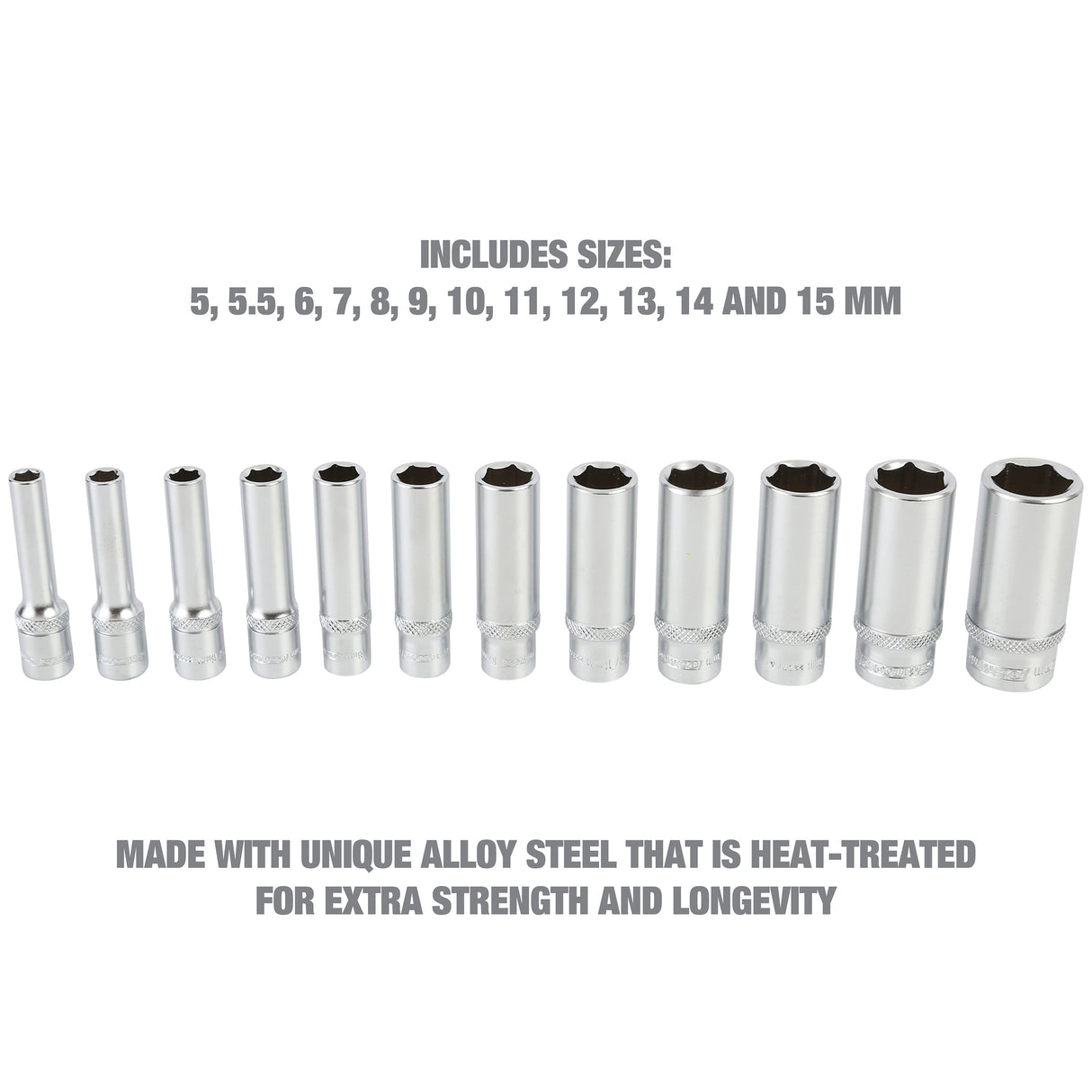 OEMTOOLS 23986 12 Piece 1/4in. Deep Socket Set (Metric) Additional Image 5