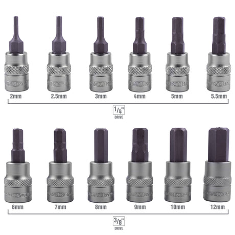 OEMTOOLS 23901 12 Piece Metric Magnetic Hex Bit Socket Set Additional Image 3