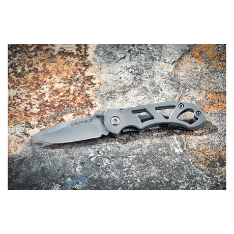Sheffield 12931 Alloy Series Skeleframe 2.25in. Drop-Point Folding Knife Additional Image 6