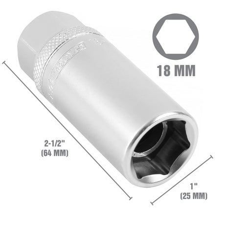 OEMTOOLS 22881 18 mm 3/8in. Drive Magnetic Spark Plug Socket Additional Image 1
