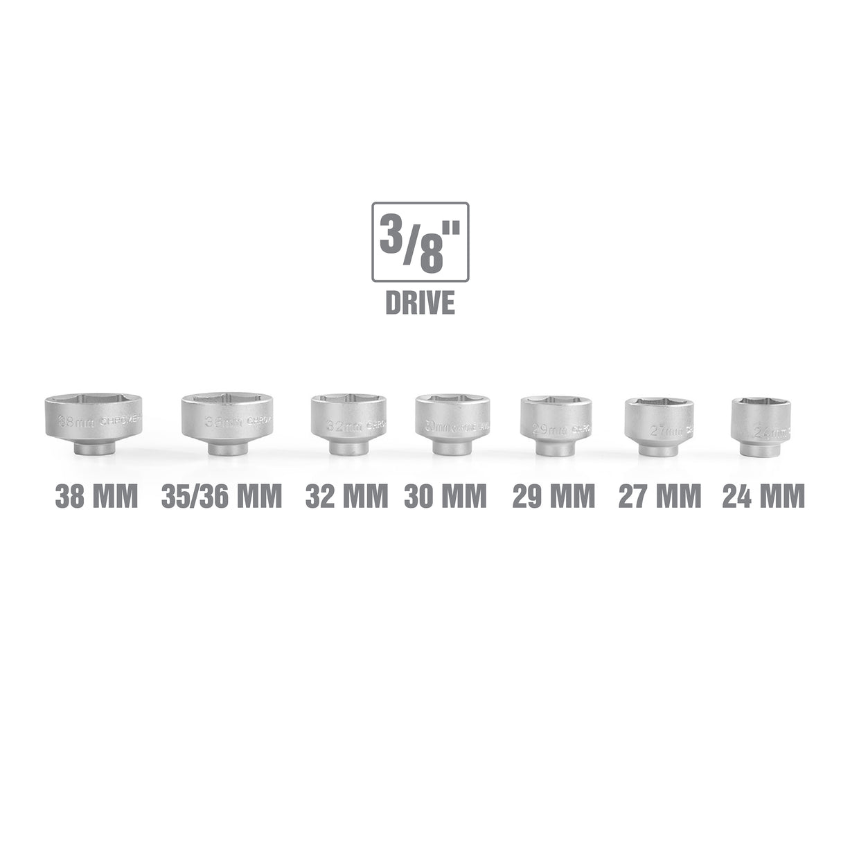 OEMTOOLS 27197 7 Piece 3/8 Inch Drive Oil Filter Cap Removal Socket Set Additional Image 4