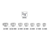 OEMTOOLS 27197 7 Piece 3/8 Inch Drive Oil Filter Cap Removal Socket Set Additional Image 4