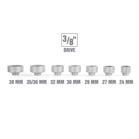 OEMTOOLS 27197 7 Piece 3/8 Inch Drive Oil Filter Cap Removal Socket Set Additional Image 4