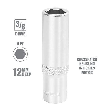 OEMTOOLS 22326 12 mm 3/8 Inch Drive Deep Socket Additional Image 1