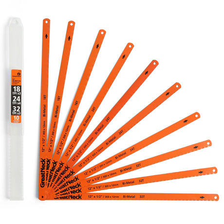 GreatNeck 74016 12in. Bi-Metal Hacksaw Blade Assorted 10 Pack Main Image