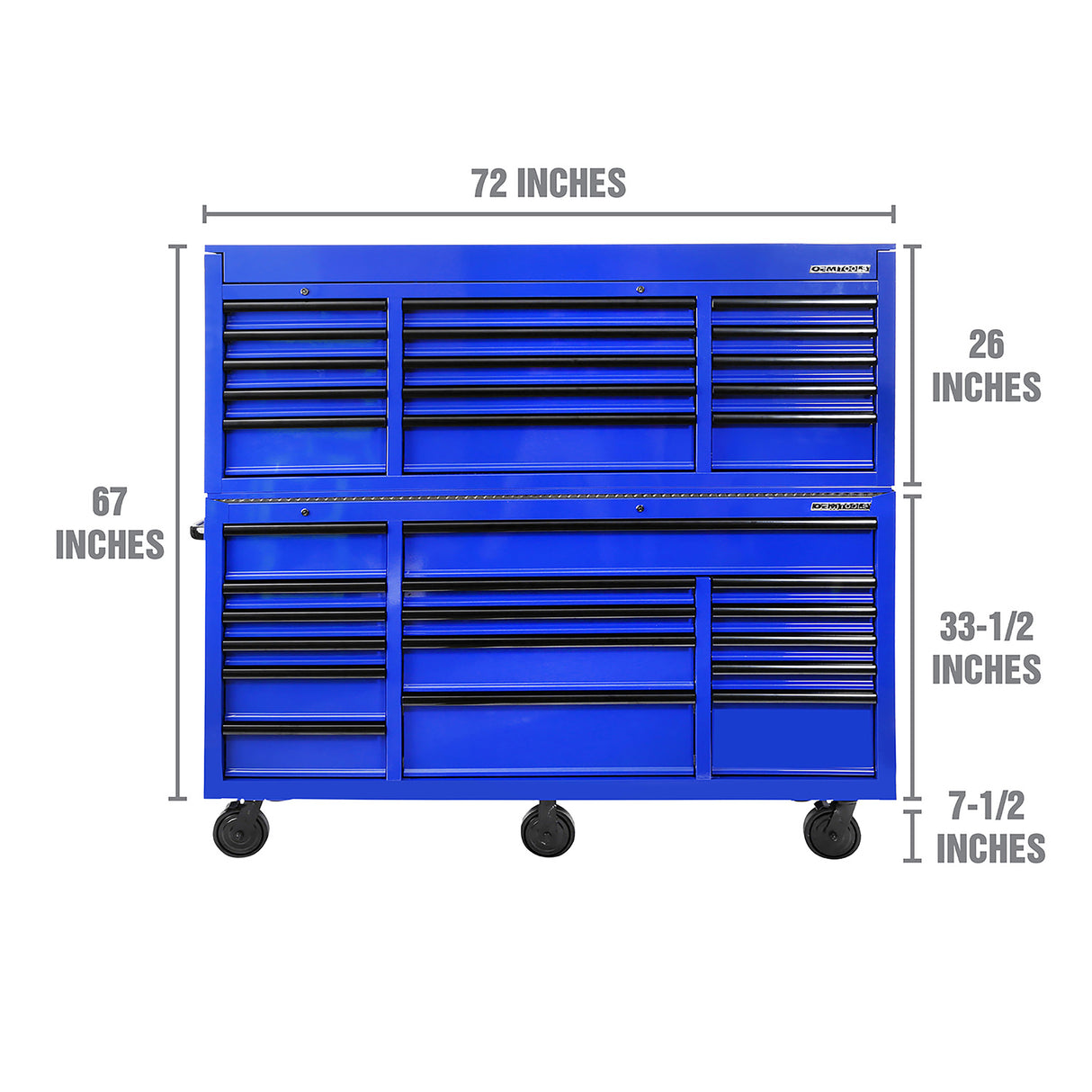 OEMTOOLS 24741 Professional Series 72 Inch Chest and Cabinet Set - Blue Additional Image 1
