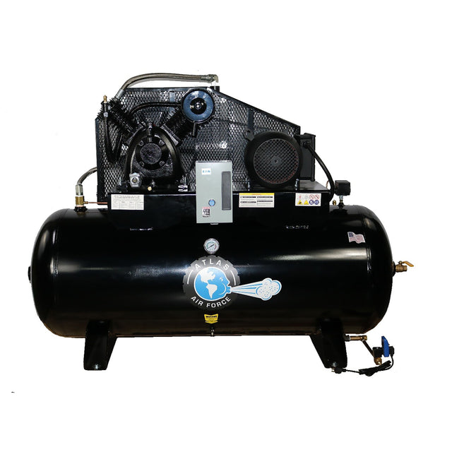 Atlas Equipment ATEMPAF9P-120H-FPD 7.5HP 80 Gal. Horizontal Commercial Air Compressor w/ Plus Package Main Image
