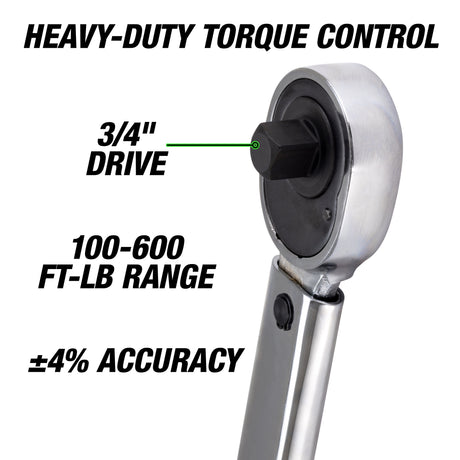 OEMTOOLS 25688 3/4in. Drive Click Torque Wrench (100-600 Ft/Lb; 135.5-813.5Nm) Additional Image 1