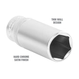 OEMTOOLS 22265 1/4 Inch Drive Deep Socket (9/16 Inch) Additional Image 2