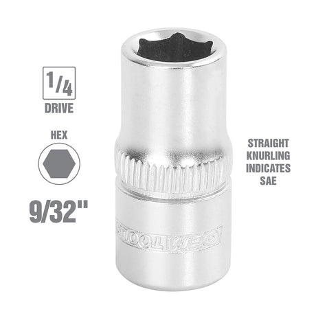 OEMTOOLS 22225 1/4 Inch Drive 6 Pt. Socket (9/32 Inch) Additional Image 1
