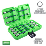 OEMTOOLS 23563 12 Piece Extra Long Hex Bit Socket Set (SAE) Additional Image 1