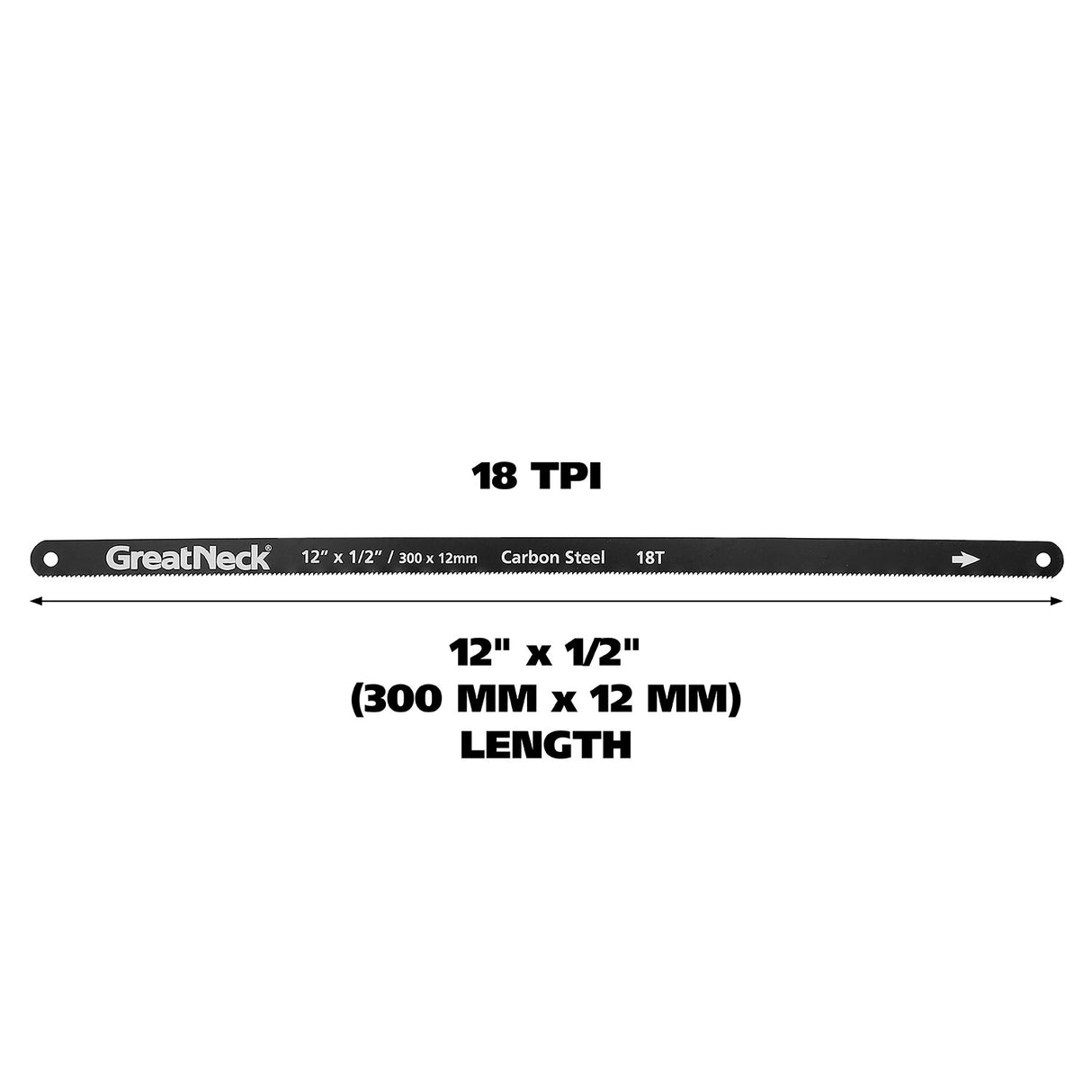 GreatNeck GF212 Standard Hacksaw Blades (12 Inch 18 TPI) – 2 Pack Additional Image 2