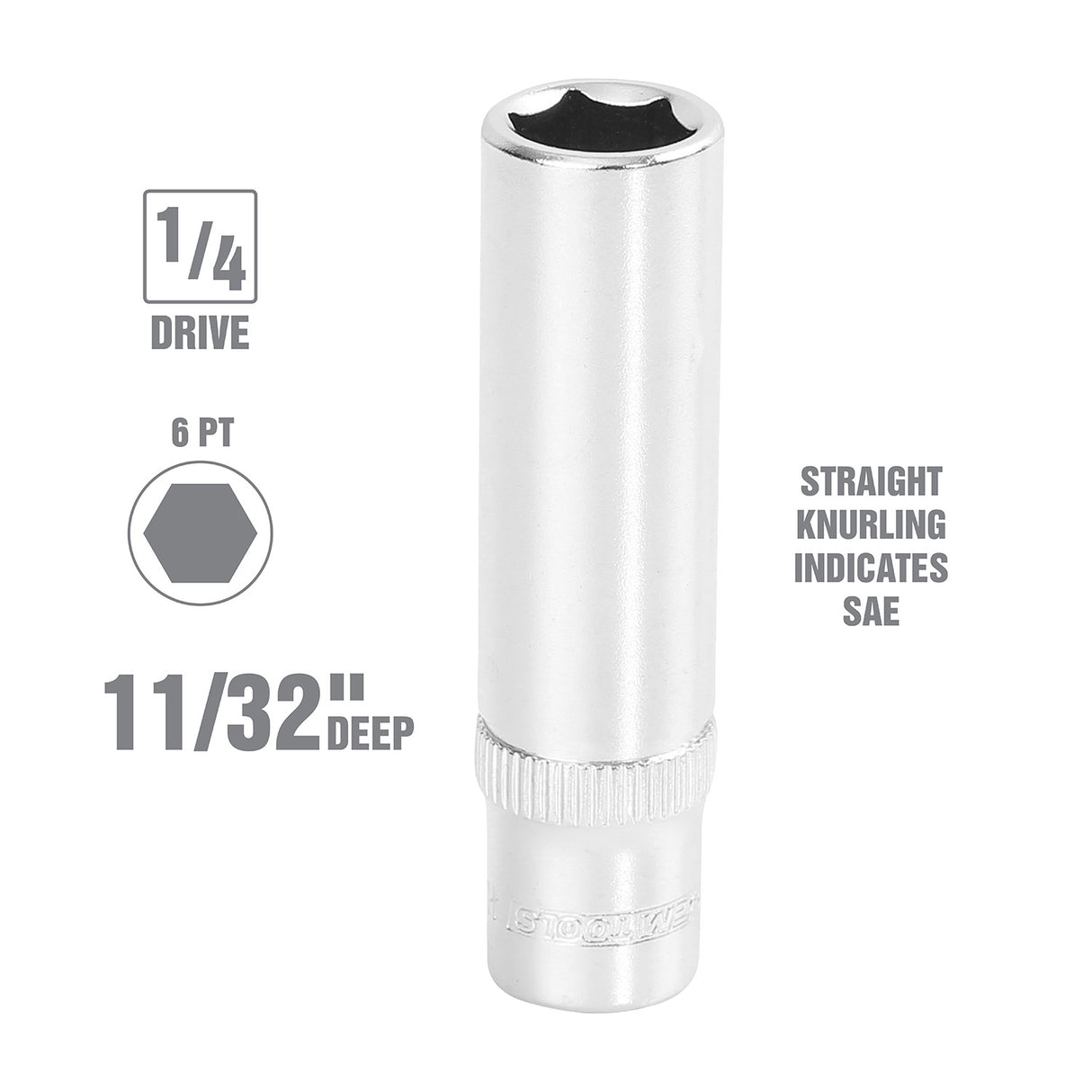 OEMTOOLS 22261 1/4 Inch Drive Deep Socket (11/32in.) Additional Image 1