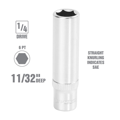 OEMTOOLS 22261 1/4 Inch Drive Deep Socket (11/32in.) Additional Image 1