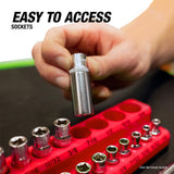 OEMTOOLS 22460 6 Pack Set Metric and SAE Magnetic Socket Tray Set - Black and Red Additional Image 6