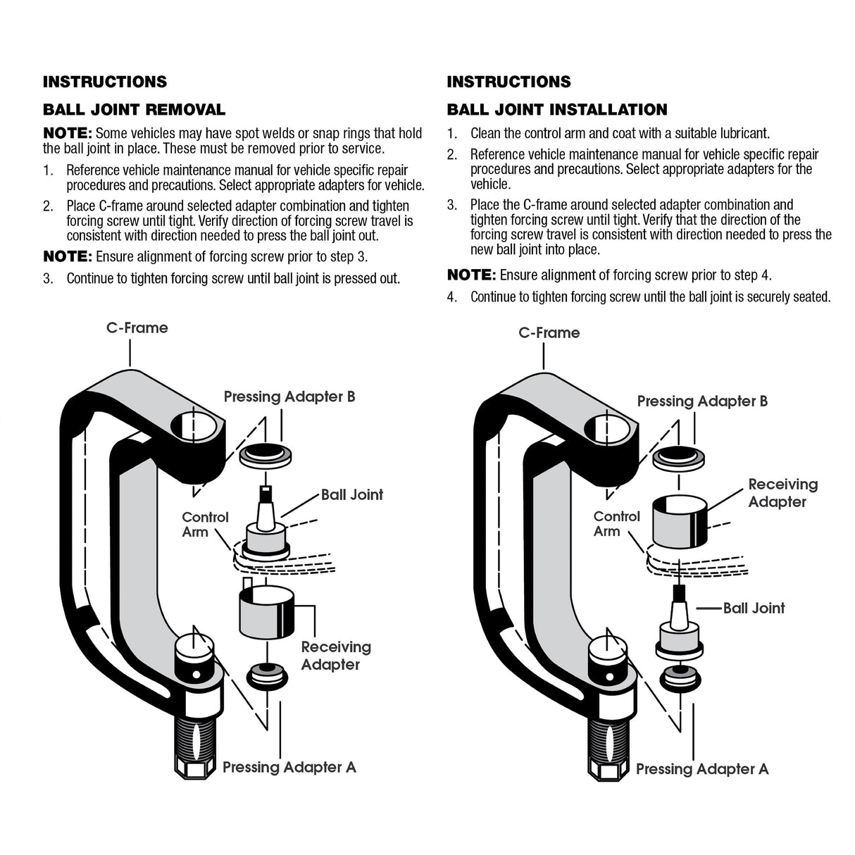 OEMTOOLS 37389 MANUAL FOR MASTER BALL JNT PRS Additional Image 3